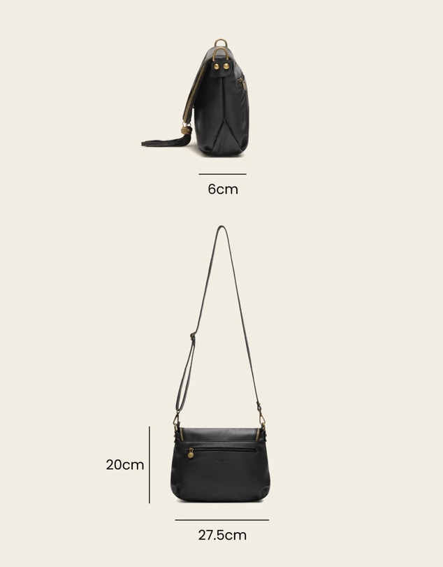 Florence - Vasarino Black Leather Crossbody Bag