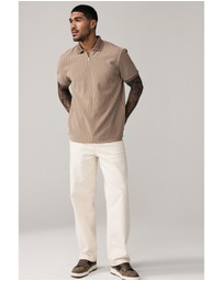 NEXT - Vertical Stripe Quarter Zip Polo Shirt