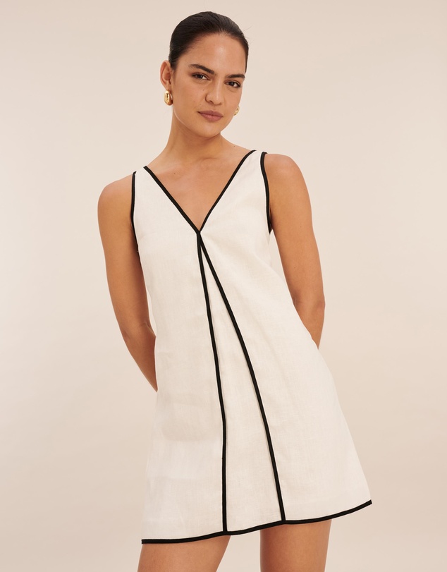 AERE - Zena Linen Contrast Mini Slip Dress