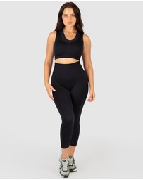 B Free Intimate Apparel - Double Racer Padded Sports Bra & High Waist Full Length Leggings Set