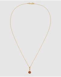 Elli Jewelry - Necklace Women Sunstone Orange 925 Sterling Silver Gold Plated
