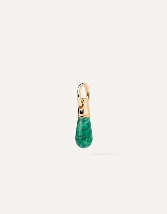 PDPAOLA - Green Aventurine Drop Pendant Stacker Chain Necklace