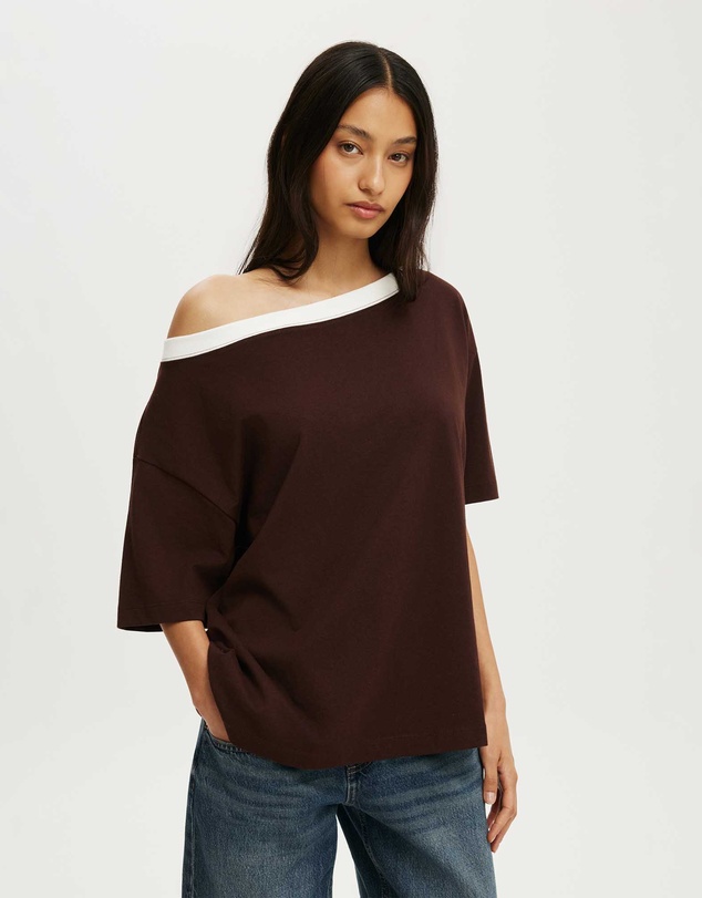 Cotton On - Boxy Off Shoulder Short Sleeve Tee