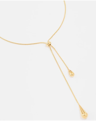 Lovisa - Waterproof Gold Plated Stainless Steel Pull Through Lariat Necklace