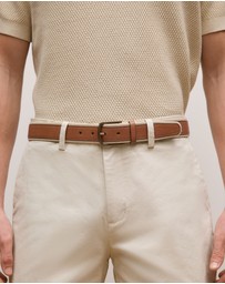 Trenery - Roan Leather Canvas Belt in Dark Camel