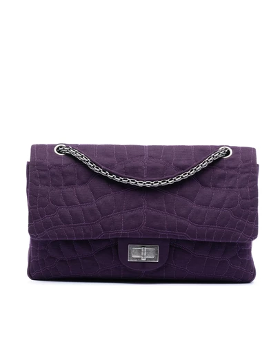 Pre-Loved by Azura Reborn - Pre-Loved Quilted Jersey Coco Croc Reissue 2.55 Double Flap 227