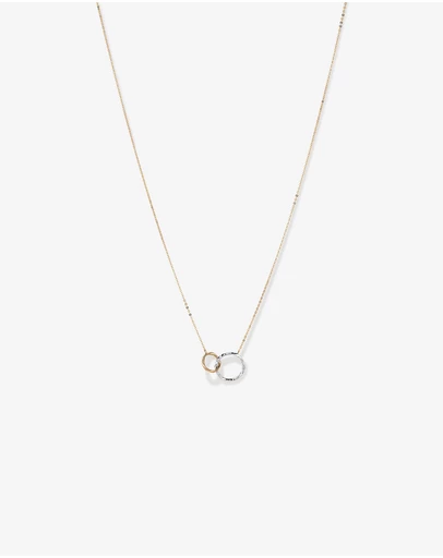 Michael Hill - Two-Tone Double Circle Link Hammered Finish Necklace in 10kt White & Yellow Gold