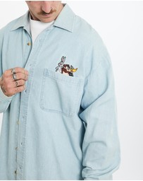 Vintage by The Real Deal - Pre Loved - Vintage 1998 Looney Tunes Cartoon Cartoon Denim Button Up Shirt