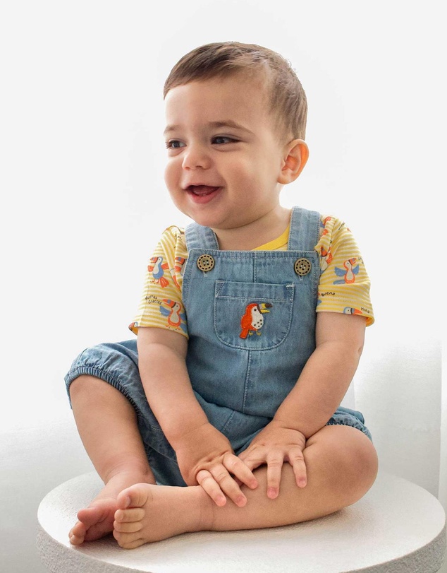 Purebaby - Denim Overall Set -Kids-Babies