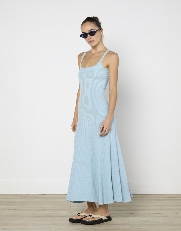 Cirkular - Pre-Loved - Anna Quan Ribbed Knit Dress In Baby Blue