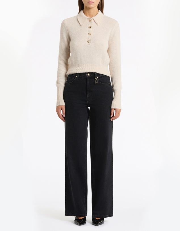 Carla Zampatti - Buttermilk Brushed Wool Knit Polo