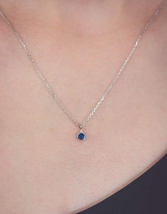 Georgini - Natural Sapphire And Diamond September Silver Pendant