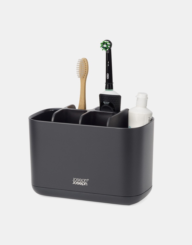 Joseph Joseph - EasyStore™ Large Toothbrush Caddy with Matt Black Finish