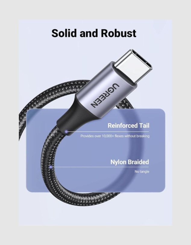 Ugreen - UGreen 3m USB-C to USB 2.0 Male Cable Space Gray – Fast Charging QC 3.0 Data Transfer