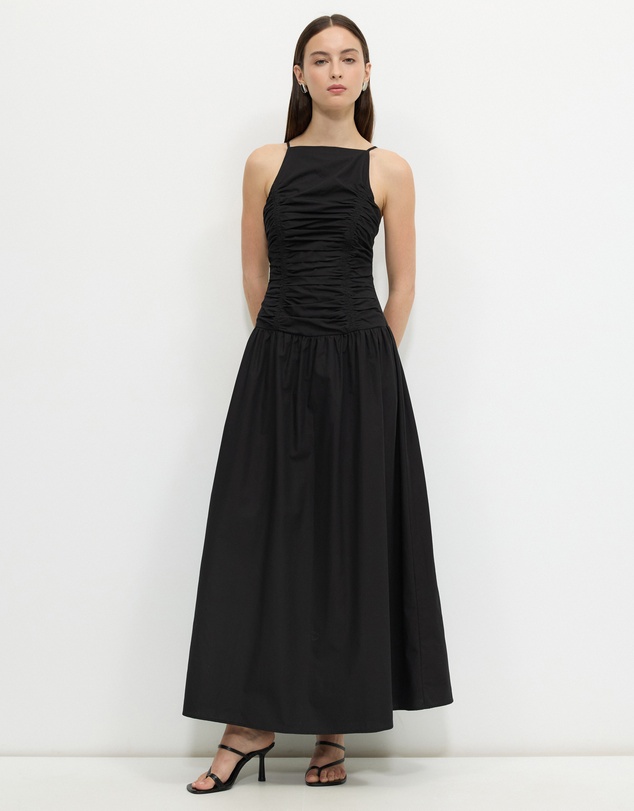 Calli - Drop Waist Gathered Maxi Dress