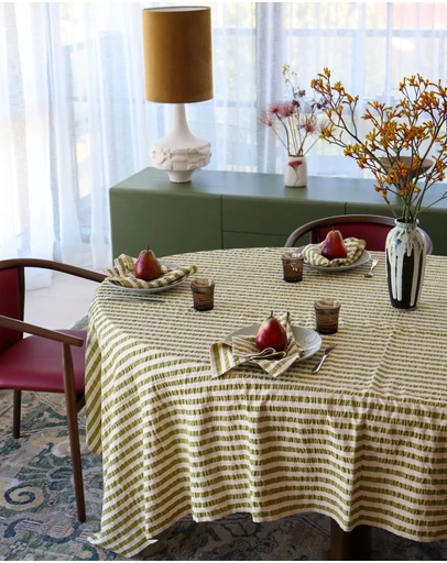 Mosey Me - Seersucker Stripe Square Tablecloth