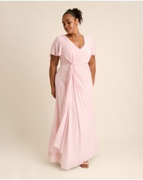 Six Stories - Knot Front Flutter Sleeve Chiffon Bridesmaid Dress