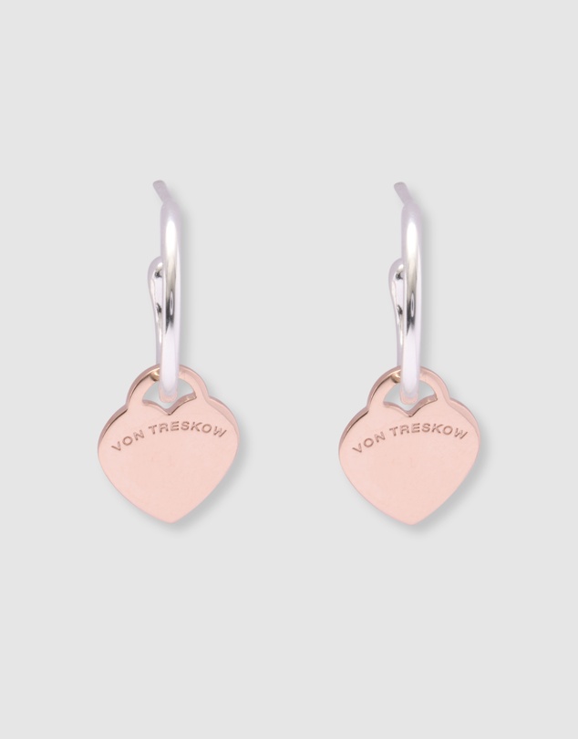 Von Treskow - Open hoop studs with VT flat heart