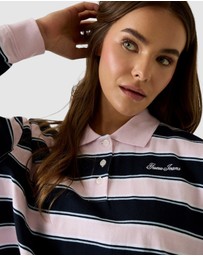 GUESS Jeans - GUESS JEANS Stripe Oversized Crop Polo Shirt