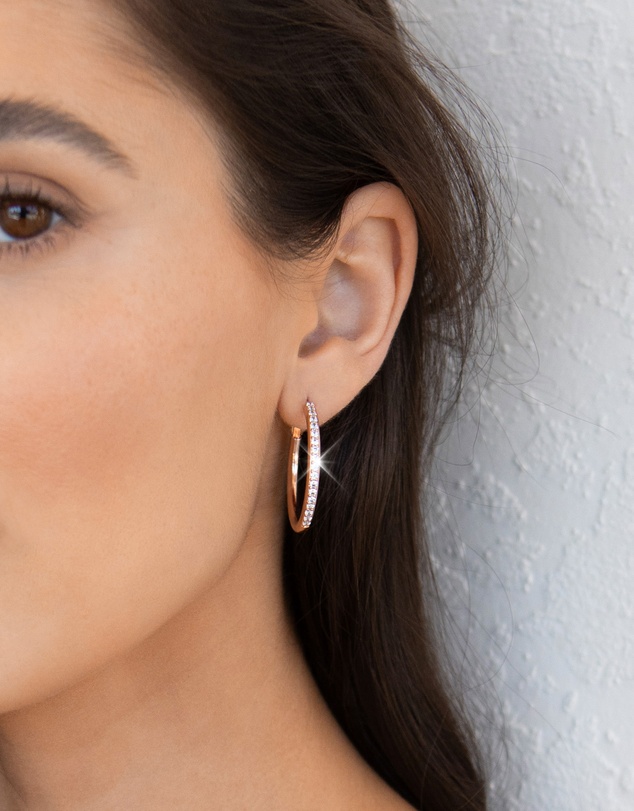 Mestige - Bailee Hoops Earrings embellished with crystals by Swarovski® - 18K Gold Plated