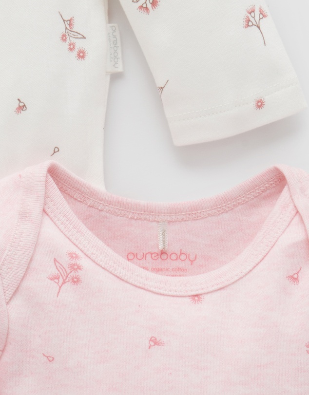 Purebaby - Easy Neck L/S Bodysuit 2 pack-Babies