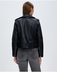 KAJA Clothing - Faux Leather Moto Biker Short Coat Jacket - Caroline Leather Jacket
