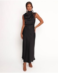 Petal & Pup - Anabelle Halter Neck Lace Maxi Dress - Black