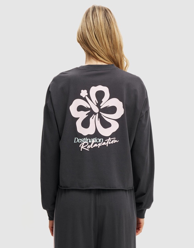 Cotton On Body - Departure Lounge Cropped LS Top