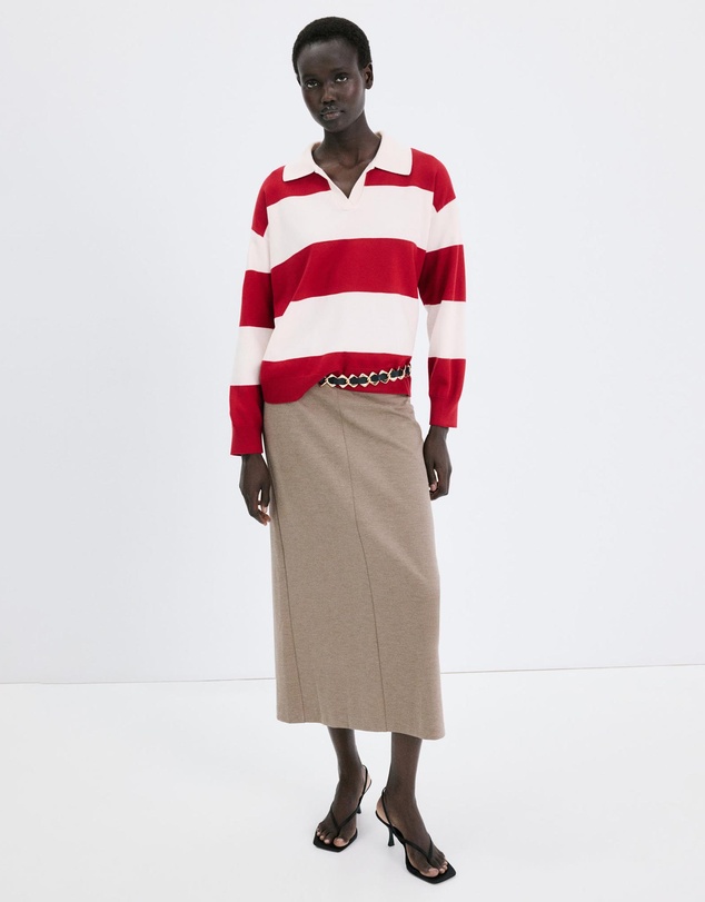 M.N.G - Striped Polo-Neck Sweater