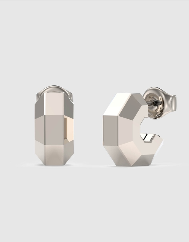 GUESS - Silver-Tone Exagon Earrings