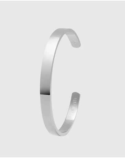 Nialaya Jewellery - Men's Silver Open Cuff Bangle