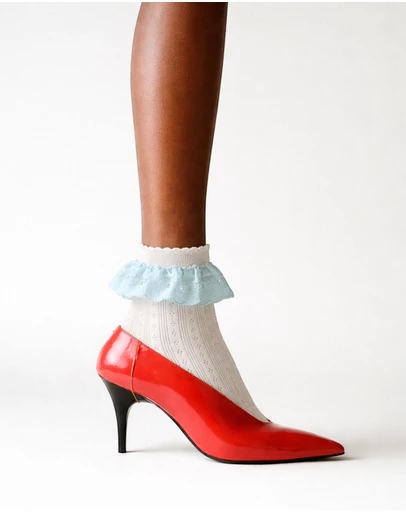High Heel Jungle - Bobby Lace Frill Trim Cotton Bobby Socks