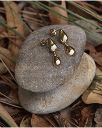 Najo - Liora Double Drop Yellow Gold Stud Earring