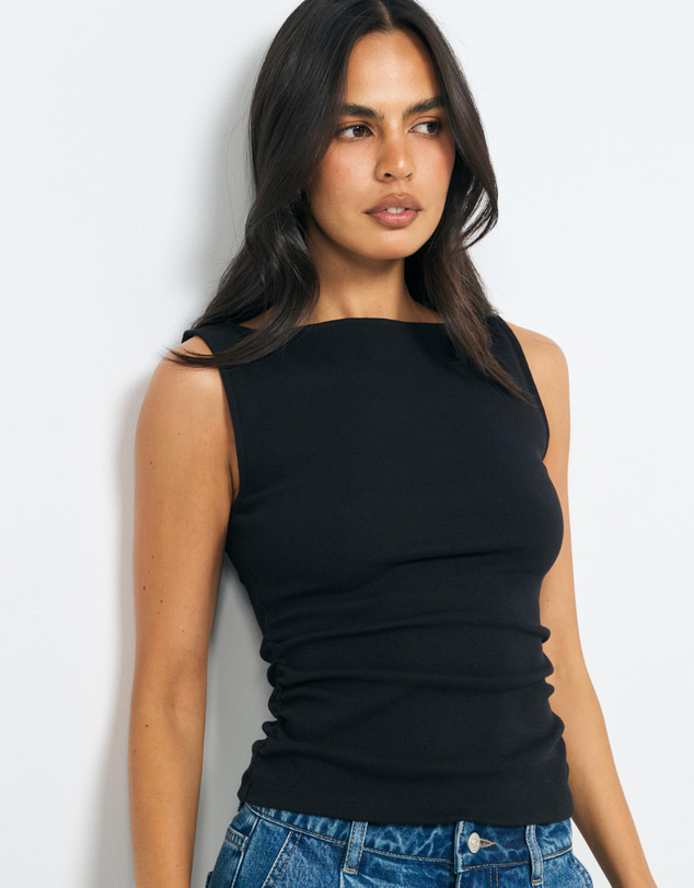 AERE - Cotton Ruched Tank