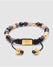Nialaya Jewellery - Women's Beaded Bracelet with Botswana Agate, Garnet, Agate and Gold