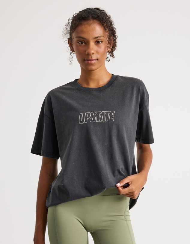 Upstate - Thrive Tee - Black Snow Wash Keyline Stack