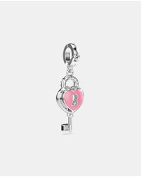 Swarovski - Idyllia Charm, Mixed Cuts, Heart With Key, White, Rhodium Plated
