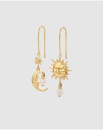 Karen Walker - Sun & Moon Earrings with 2 x 5mm Teardrop Freshwater Pearls