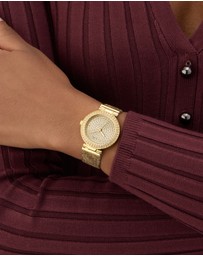 GUESS - Guess Ivy Ladies Beige Gold Tone Analogue Watch