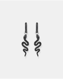 THOMAS SABO - Single Snake hoop earring with black zirconia