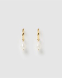Arms Of Eve - Augusta Gold Hoop & Freshwater Pearl Earrings - Small