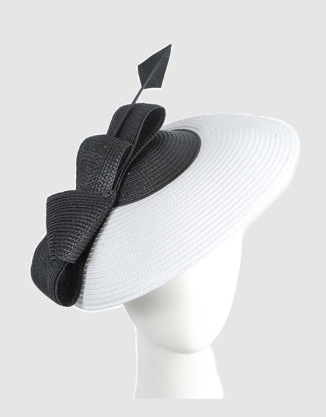 Max Alexander - Saucer White Black Racing Fascinator Hat