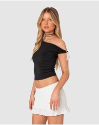 EDIKTED - Lace Bow Asymmetric Top