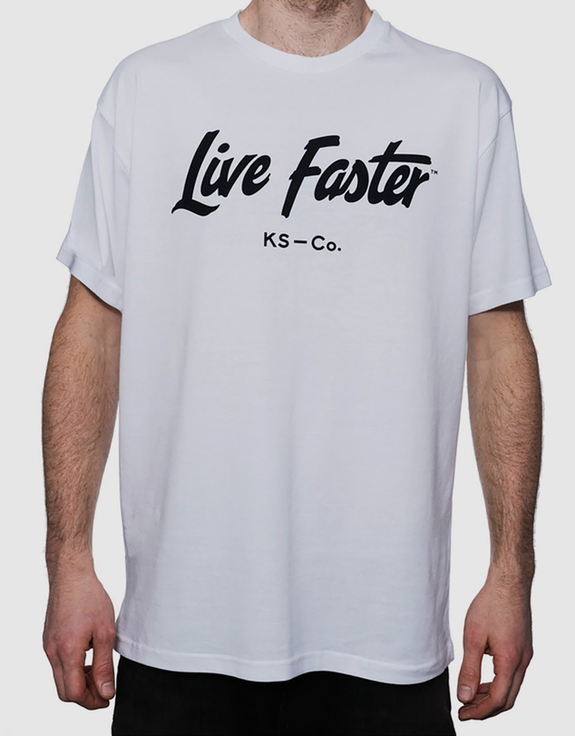 Killer Speed Co. - Killer Speed Co. Men Live Faster Tshirt Relaxed Fit Crew Neck White