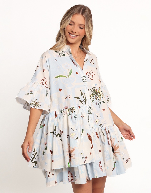 Petal & Pup - Marguerite Mini Dress - Blue Floral