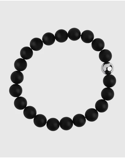Najo - Apollo Men's 10mm Onyx & Steel Elasticised Bracelet