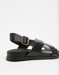 AERE - Crossover Leather Footbed Sandals