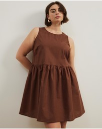 Atmos&Here Curvy - Hope Linen Blend Tiered Mini Dress