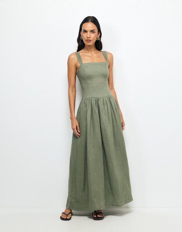 AERE - Tiara Linen Midi Dress