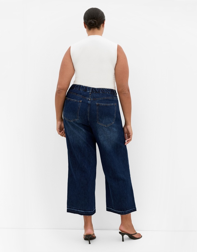 City Chic - Plus size Harley Fit Wide Leg Crop Jean - dark wash